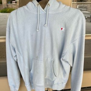 light blue Champion hoodie